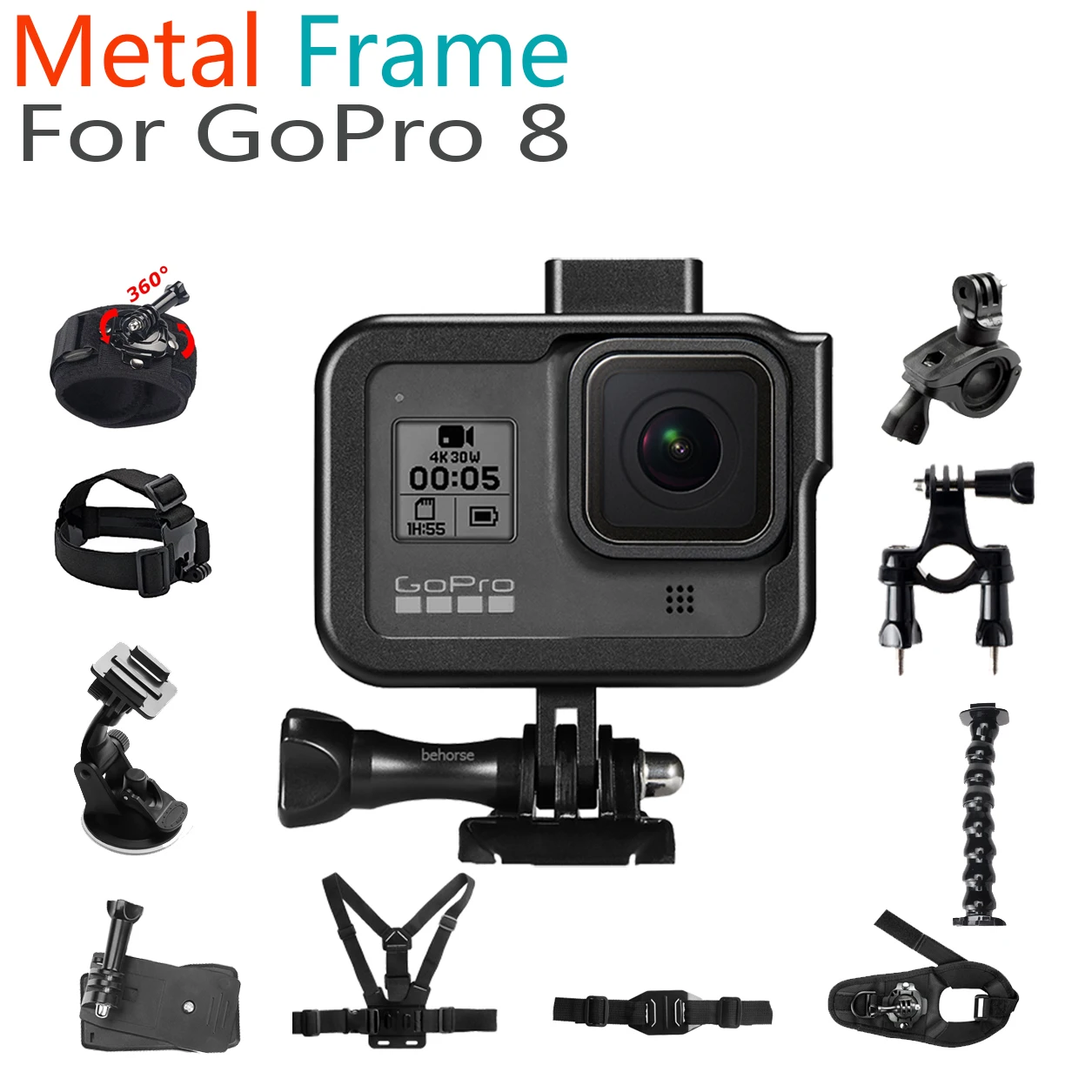 Для Gopro Hero 8 металлическая рамка велосипедная камера крепление защитная набор для