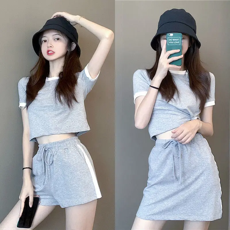 

Sports Suit Women's 2021 New Fashion Casual Women's T-shirt Short Sleeve Shorts Skirt Students Summer