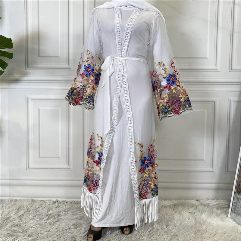 Wepbel, платье с вышивкой в сеточку, турецкое кимоно Djellaba, модная одежда в исламском стиле, женская одежда Рамадана, кардиган, кимоно