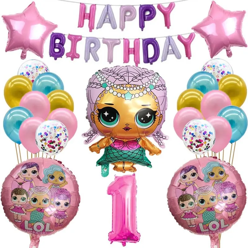 

LOL Surprise Doll Birthday Party Decoration balloon toys Set Cartoon Anime Action Figure Model Family Party toy Child Gift