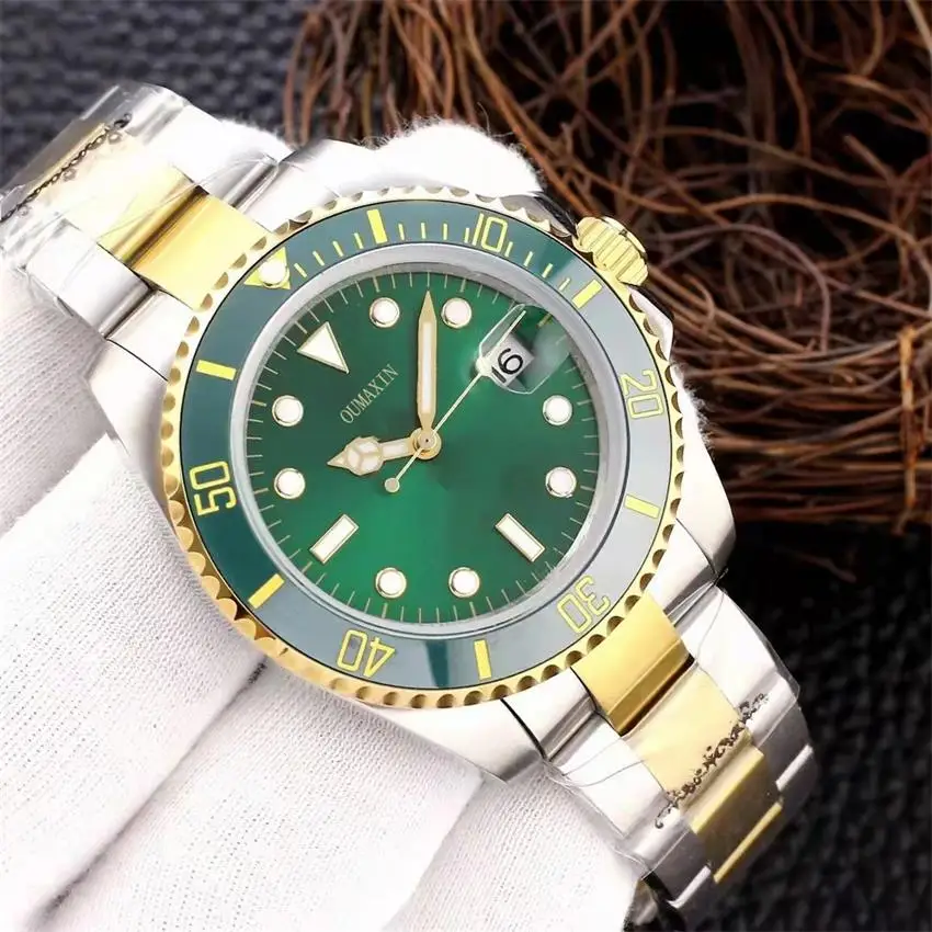 

42mm Casual Men Automatic Mechanical Watch Sapphire Glass Ceramic Ring Green Dial 316 Stainless Steel Strap Waterproof Watch AAA