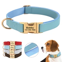 personalized dog name collar leather nylon dogs id buckle collars anti lost pet nameplate necklace for small large dogs pitbull