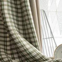 cotton and linen plaid color matching curtain blackout american nordic simple curtains for living dining room bedroom