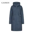 Куртка GASMAN Женская демисезонная, длинная, однотонная, тонкая, с карманами, из хлопка, розовая, 2021