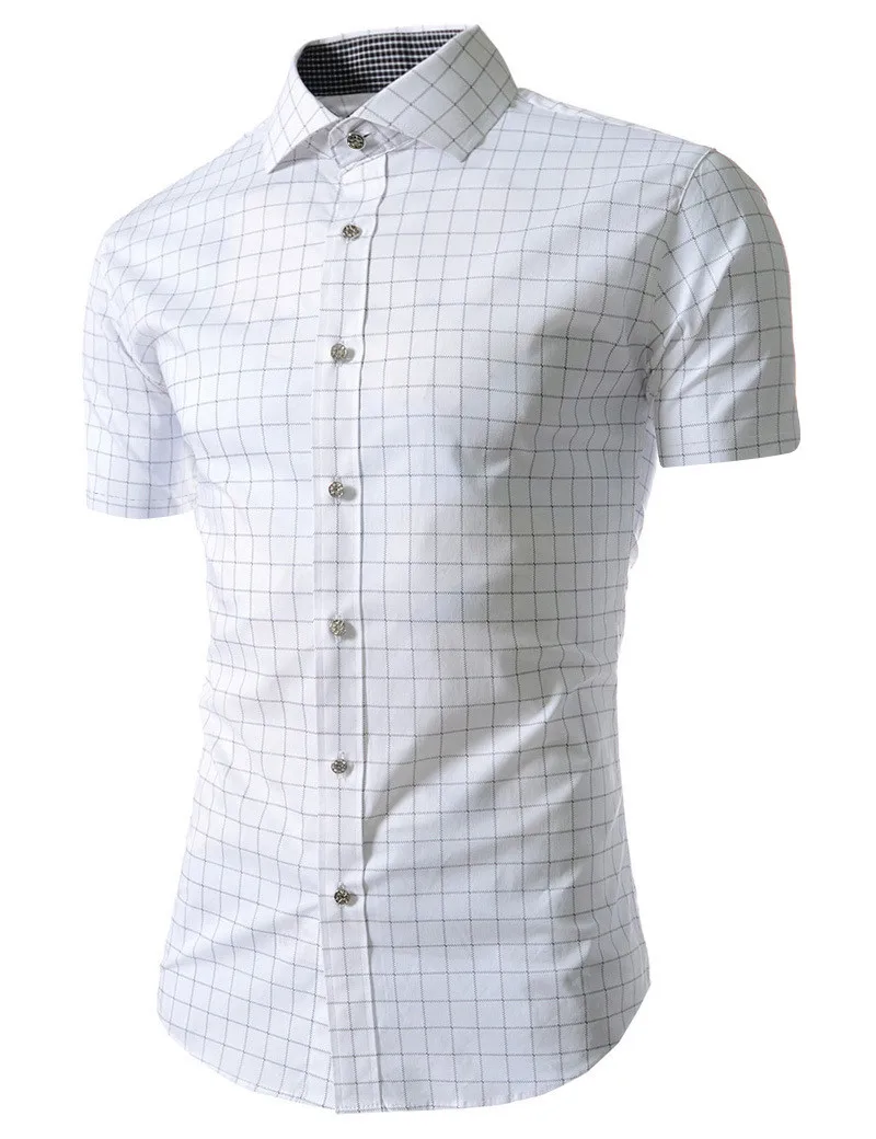 

Small Plaid Shirt Men Summer New Short Sleeve Cotton Mens Dress Shirts Casual Button Down Chemise Homme Camisa Masculina XXXL