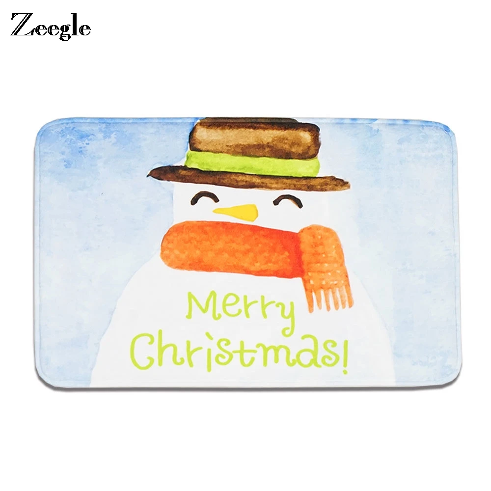 Рождественский коврик Zeegle напольный с принтом фланелевый для стола и стула