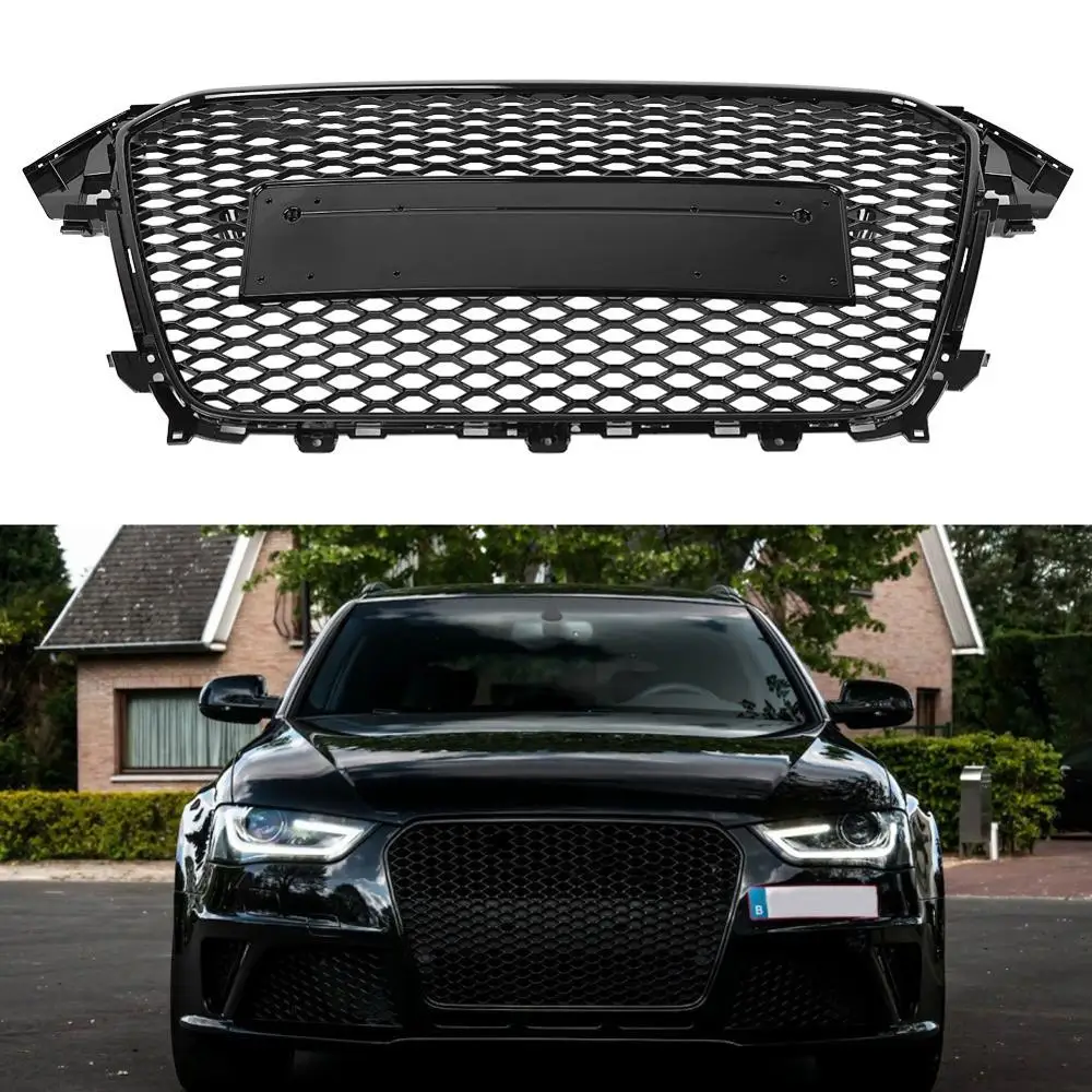 Для RS4 стиль Передняя Спортивная Шестигранная сетка сотовая решетка капота глянцевый черный для Audi A4/S4 B8.5 2013 автомобильные аксессуары