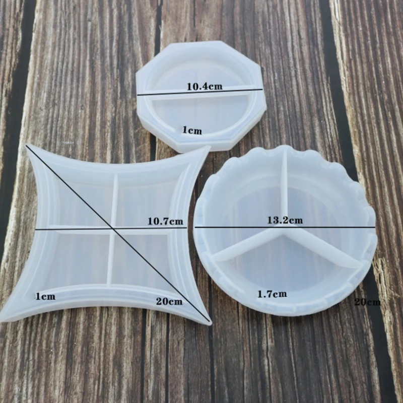 

3 Pcs DIY Crystal Epoxy Resin Mold Irregular Dish Mold Flower Mirror Manual Storage Box Silicone Mold