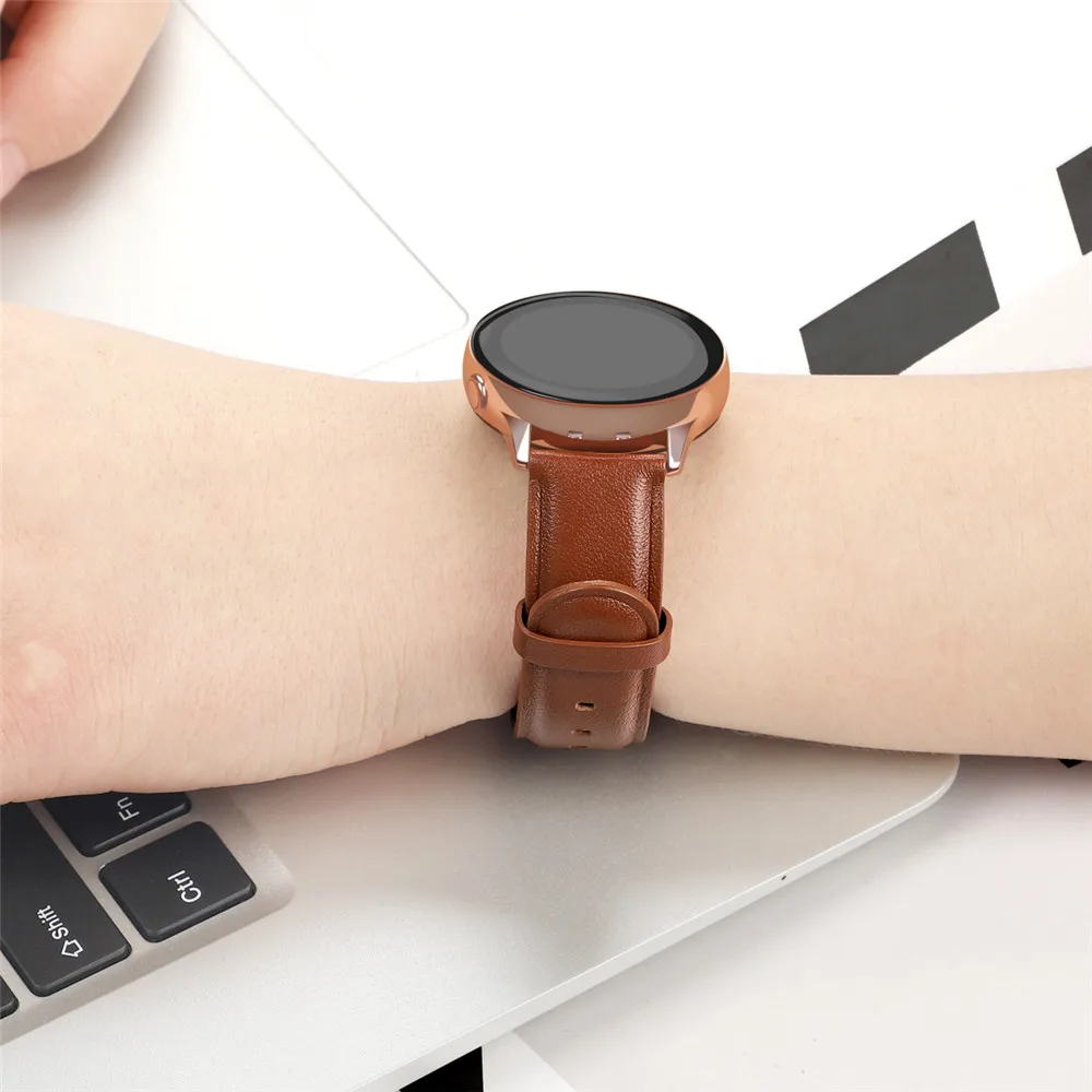 Ремешок из натуральной кожи для Samsung Galaxy Watch 42 мм 46 Active 2 Gear S3 браслет Huawei GT 20 22
