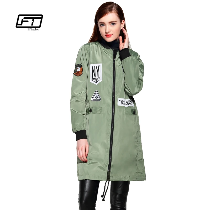Fitaylor новый осенний Женский Тренч с Emboridery тонкая ветровка мультяшным принтом