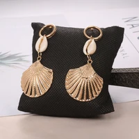 oe exaggerated shell earrings woman golden geometric irregular starfish conch personality earrings beach jewelry