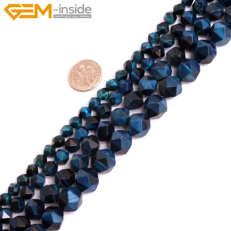 Бусины с гранеными бусинами Cambay синие тигровый глаз для изготовления ювелирных