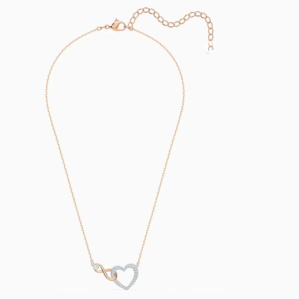 

Fashion Jewelry SWA New INFINITY HEART Necklace 8 and Love Shape Diamond Rose Gold Chain Ladies Luxury Romantic Jewelry Gift