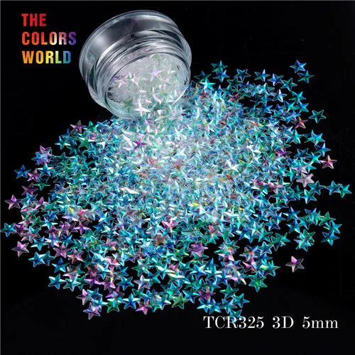 TCT-046, 3D эффект, 5 мм, форма звезды, 12 цветов, набор блесков для ногтей, блестки для ногтей, художественное оформление, макияж, Facepaint и DIY - Цвет: TCR325    50g