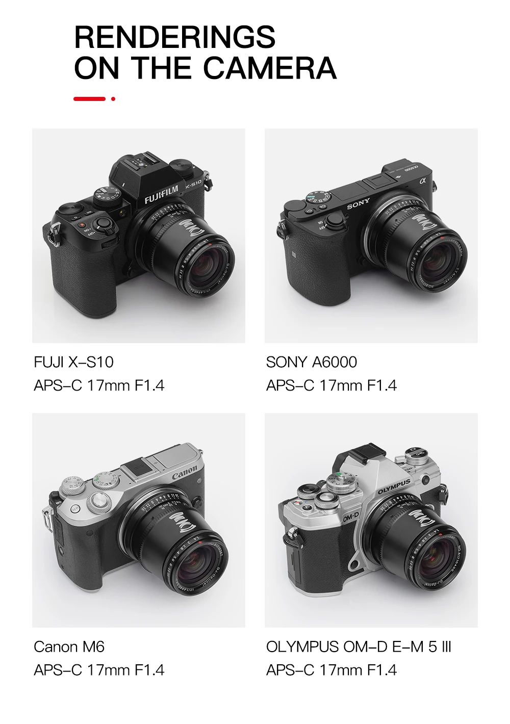 TTartisan 17 мм F1.4 APS-C широкоугольный объектив для Sony E Fuji X Canon EOS-M Panasonic Olympus M4/3 с большой