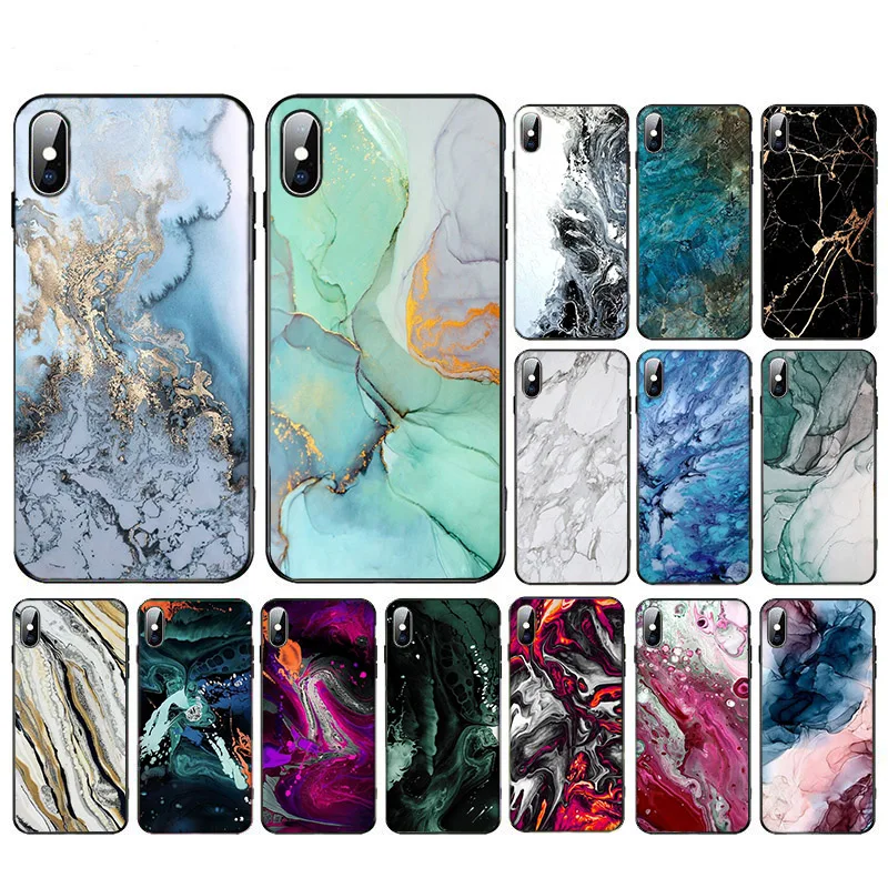 

Soft phone case Glossy Granite Stone Marble Texture cover for iphone X XS XR 11 pro max SE2020 6s 6 7 8 plus 5 5S 10 TPU shell