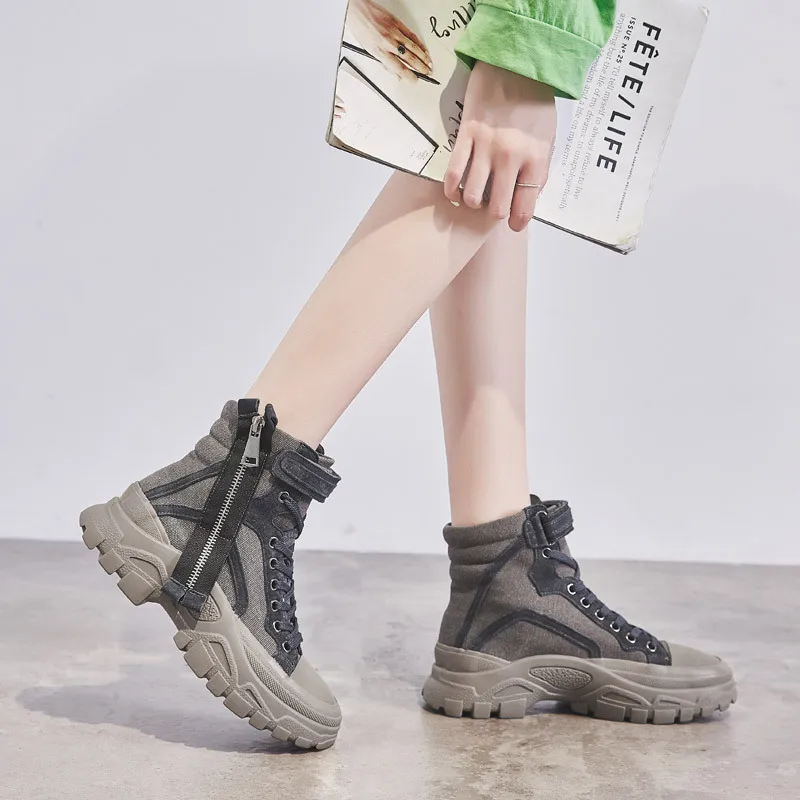 

RIBU ZONE Martins boots female Joker thin short boots spring and autumn boots