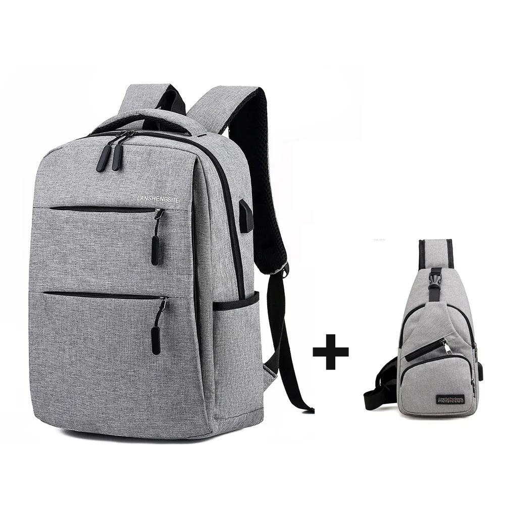 Новый мужской рюкзак с usb зарядкой 14 дюймов для ноутбука Студенческая сумка