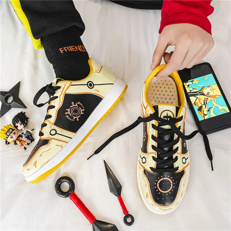 

Anime Shoes Casual Sneakers Leather Rubber Lace Up Low Top Flats Itachi Cosplay Cartoon Men Shoes Zapatillas Hombre Tenis Mascul