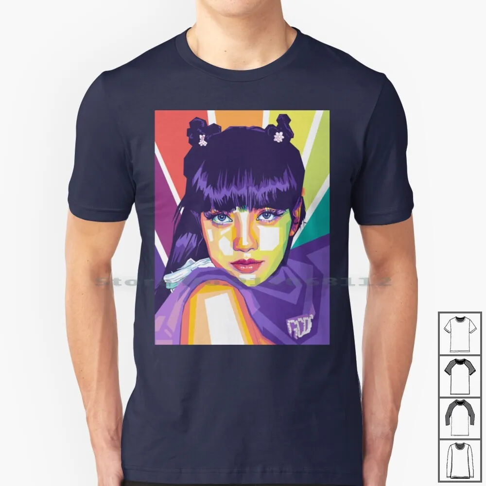 Футболка Лиза, 100% хлопок, популярное искусство в стиле Wpap, лалиса, манобань, тайская версия и танцор, основанная в Южной Корее, She Is A