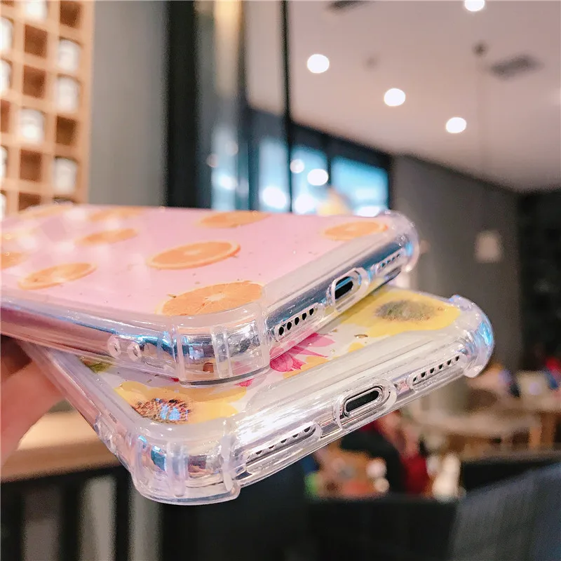 Shockproof Glitter Gold Foil Case For Samsung Galaxy S8 S9 Plus S10E S10 5G Note 8 9 Fruits flowers |