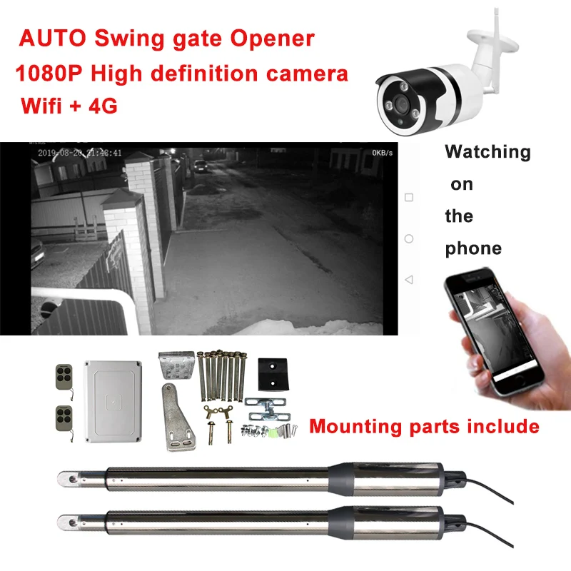 Автоматические распашные ворота дверной Открыватель привод с 1080P wifi камерой