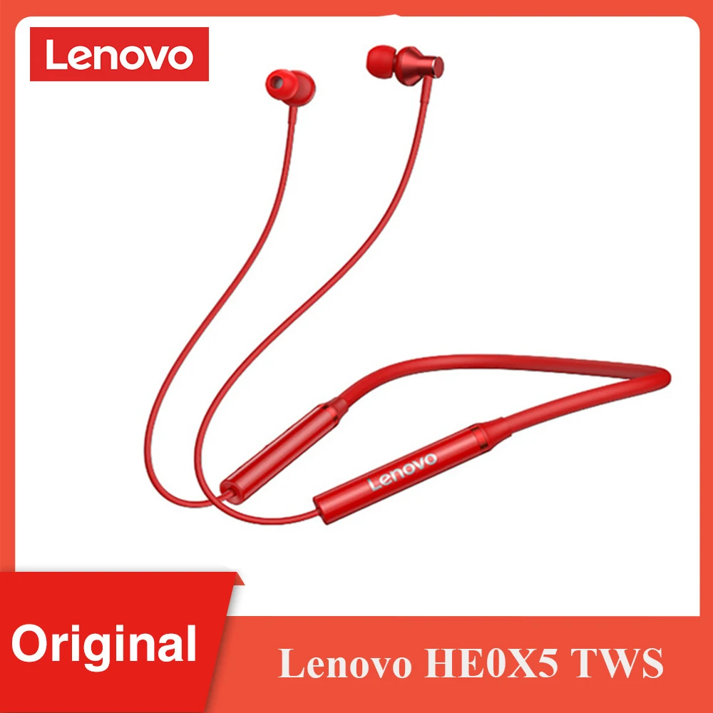 

Lenovo Wireless Earphone HE05X Bluetooth 5.0 Sports IPX5 Earbuds HIFI Sound Noise Cancelling Mic Magnetic Neckband Headphone