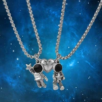 spaceman heart magnetic pendant necklace astronaut creative star necklace couple necklaces friendship jewelry lovers necklace