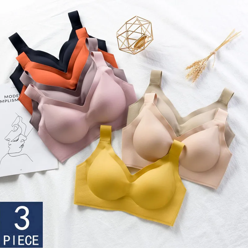 Бюстгальтер женский латексный бесшовный пуш-ап 3 шт. | Женская одежда