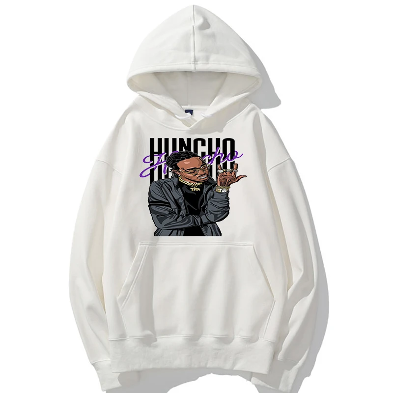 

New Fashion Mens Wholesale Clothing 2021Hip Hop Huncho Hoodies Printing White Cotton Sweatshirt Winter Streetwear Clothes