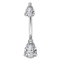316l surgical steel belly button rings 14g double teardrop belly rings for women curved navel long barbell belly button rings