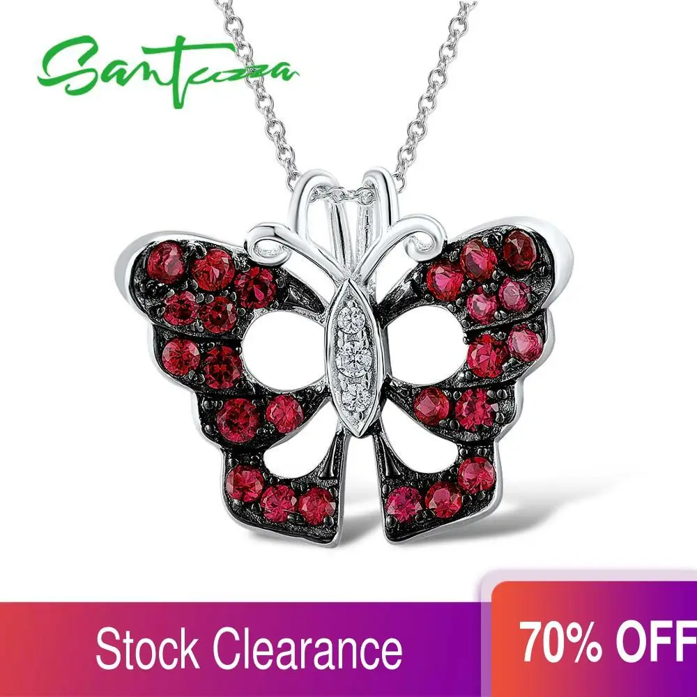 Женский серебряный кулон SANTUZZA из серебра 925 пробы с красной бабочкой модные