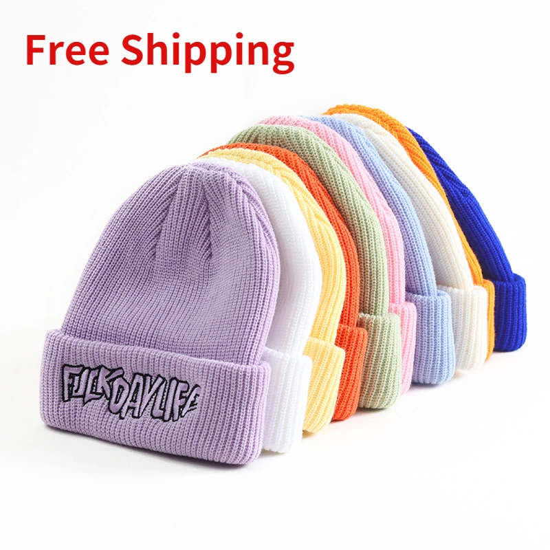 

2022 TOP Quality Winter Beanies for Men and Women Warm Letter Embroidery Solid Color Woolen Knitted Hat Girl Boy Hip Hop Skulli