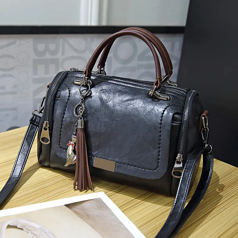 

Duzeala 2021 New Arrival Fashion Woman Bag for Ladies Retro PU Leather Bag Female Tassel Zipper Crossbody Bags