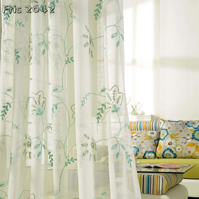 

Modern Curtains For Living Dining Room Bedrooms Idyllic American Embroidered Fabric Tulle Curtain Finished Product Customization