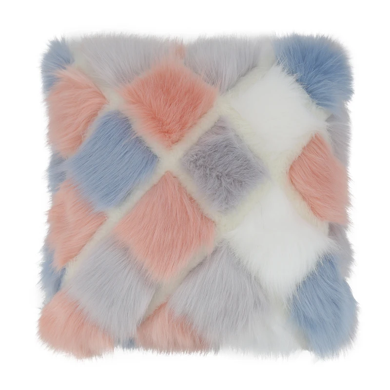 40x40 см милый розовый чехол для подушки пушистый 45x45 белый меховой поясной | Дом и