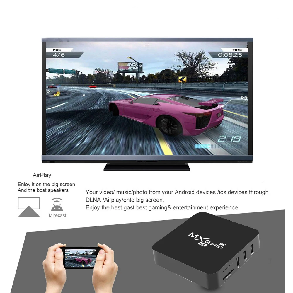 Smart Android 10 0 блок для ТВ MXQ PRO 4K телефон четырёхъядерный 2 Гб 16 | Электроника