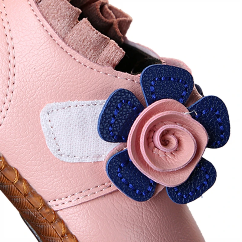 

Cotton Kids Shoes Soft Bottom Girls Autumn Winter Flowers Plus Velvet Shoes 6 M- 5T