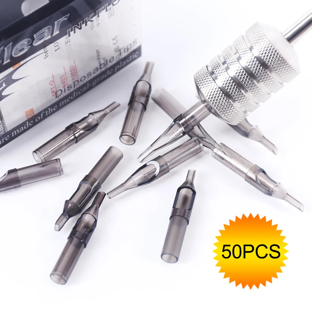 50 шт. круглые плоские серые стерилизованные иглы для тату машинки|Типсы