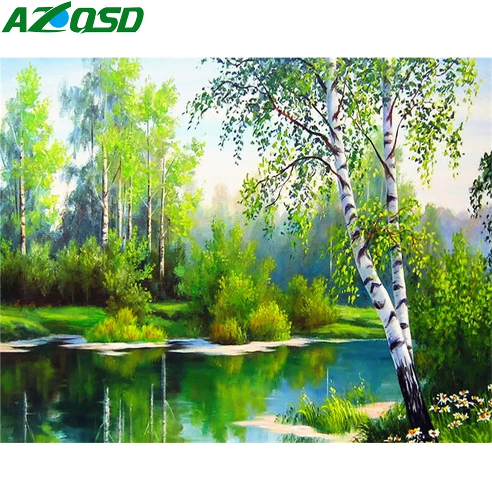 

AZQSD алмазная вышивка лес вышивка крестиком алмазная мозаика природа картина стразами пейзаж декор для дома рукоделие