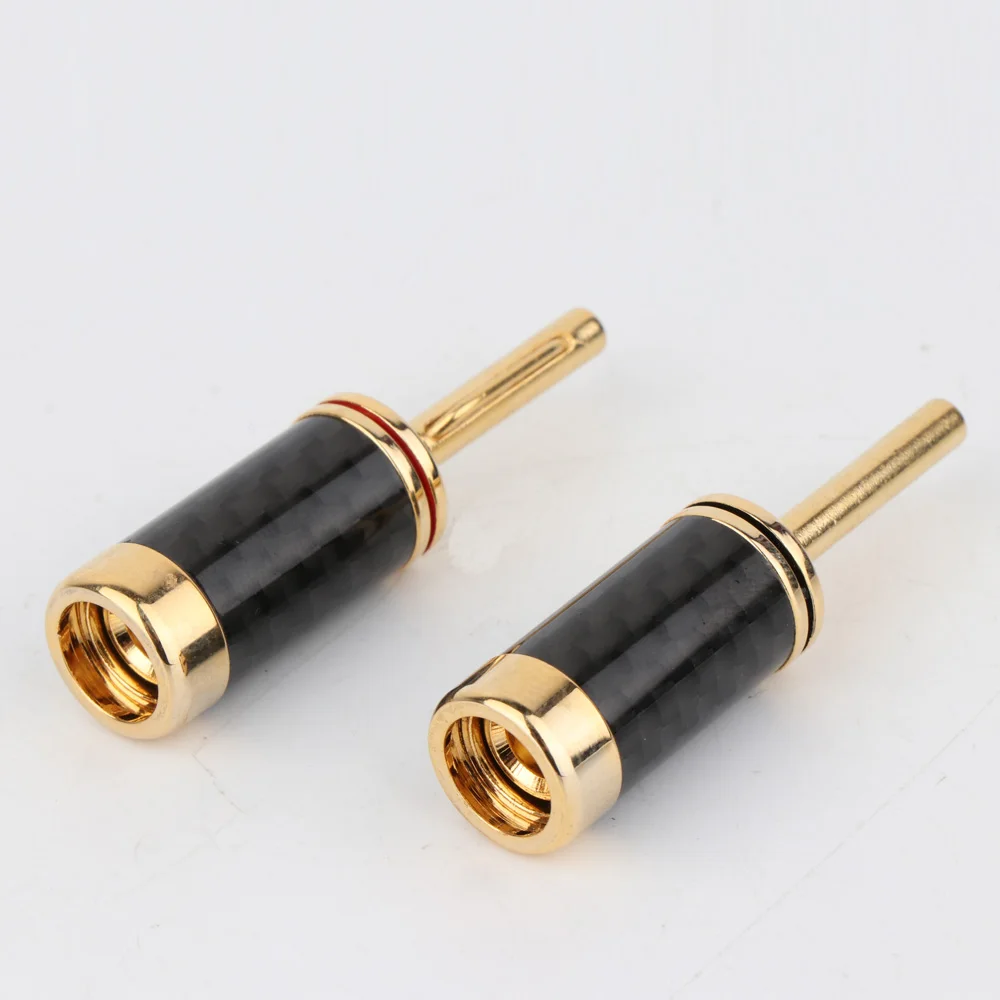 4pcs BA1405 24K Gold Plated Carbon Fiber Speaker Cable Banana Terminal PLUG Connector images - 6