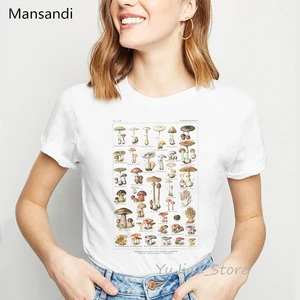 Футболка женская с рисунком грибов и иллюстрациями, лето 2021