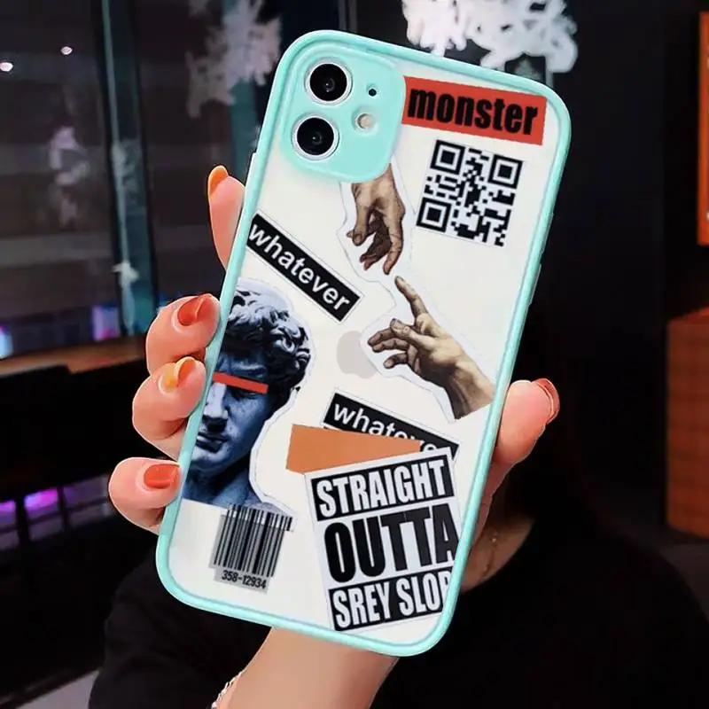 

Great Art Aesthetic David Mona Lisa Phone Cases Matte transparent For blue iPhone 12 Mini 11 Pro XR XS Max 7 8 Plus X Back Cover