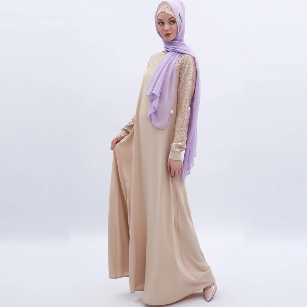 Шифоновое Прошитое платье летнее повседневное свободное мусульманское женское