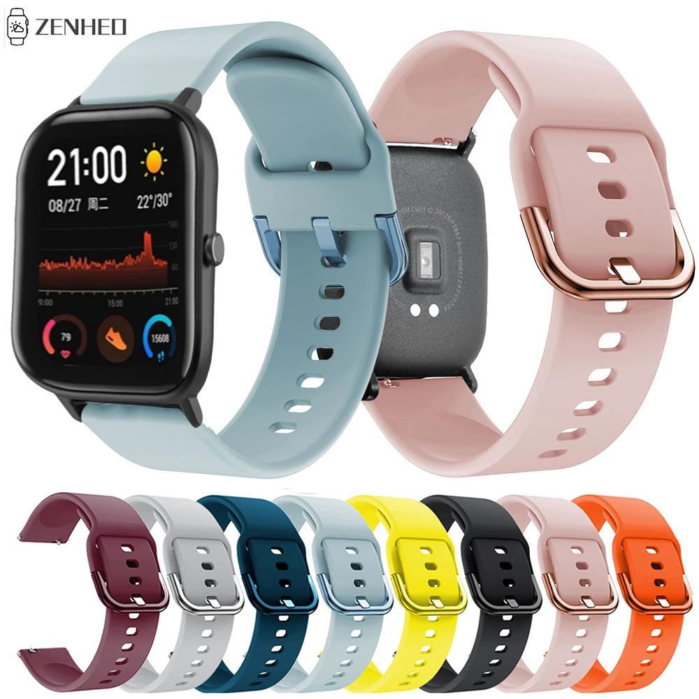 

Ремешок силиконовый для Huami Amazfit GTS GTS2 GTR 42 мм/Bip U/Bip S, сменный Браслет для часов Xiaomi Haylou LS02, 20 мм