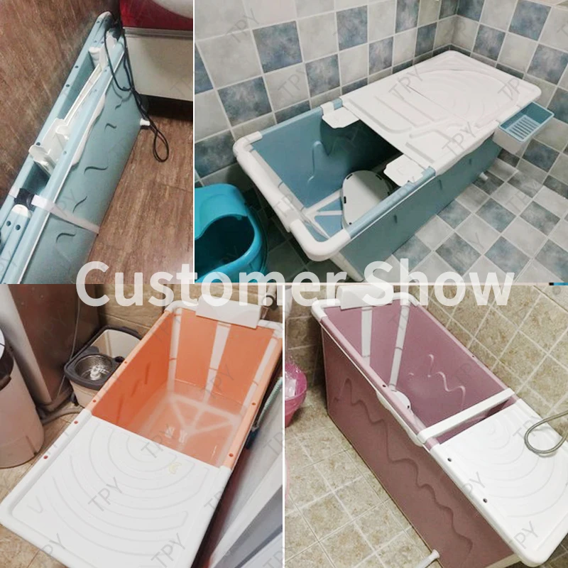 

Adult Bathtub Portable with Shower Seat Collapsible Plastic Bath tub Baby Swimming Bath Household Large Tub Folding Shower Tray