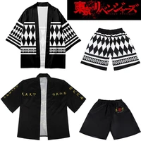 anime tokyo revengers cosplay costume cloak top summer hanagaki takemichi ken ryuguji haori kimono men short sleeve