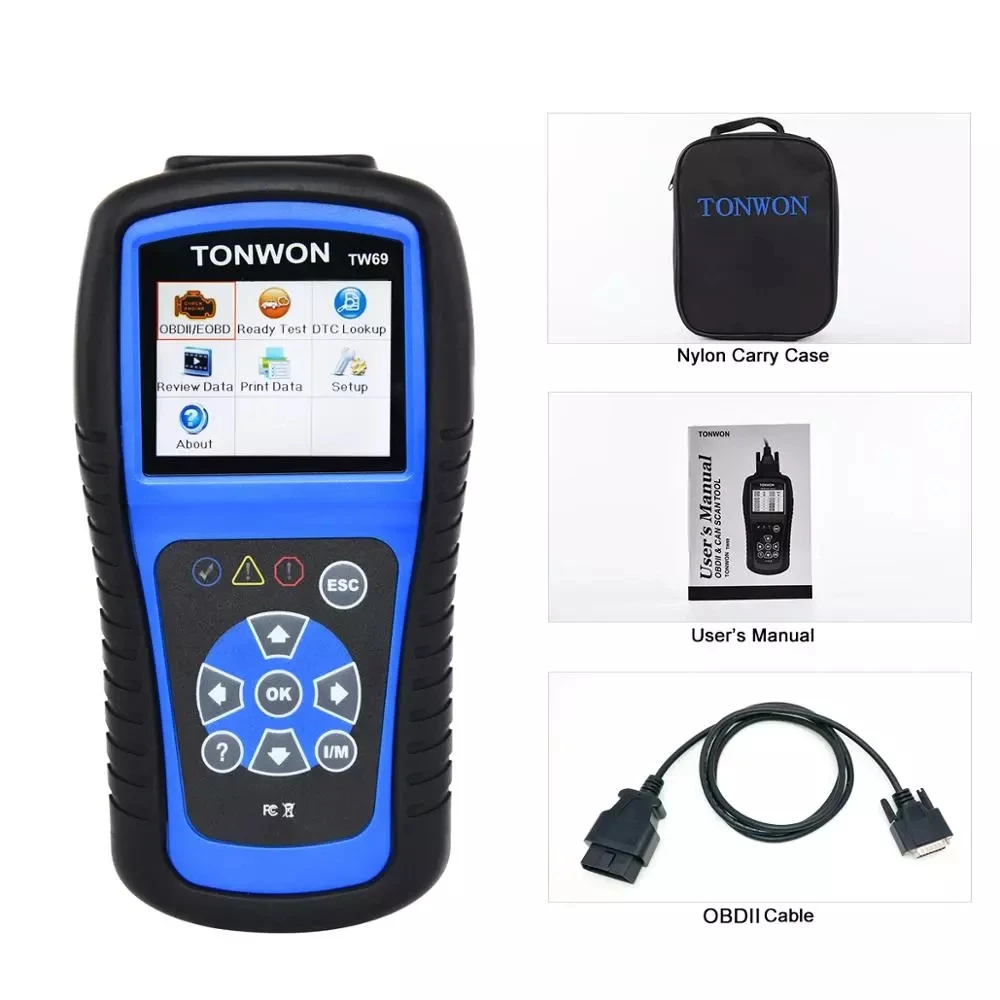 Новый OBD2 считыватель кодов автомобиля TONWON TW69 OBDII Автомобильный диагностический