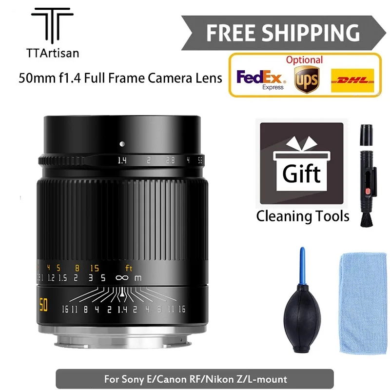Полнокадровые Объективы TTArtisan 50 мм F1.4 ASPH с ручной фокусировкой для камер Sony E Canon RF