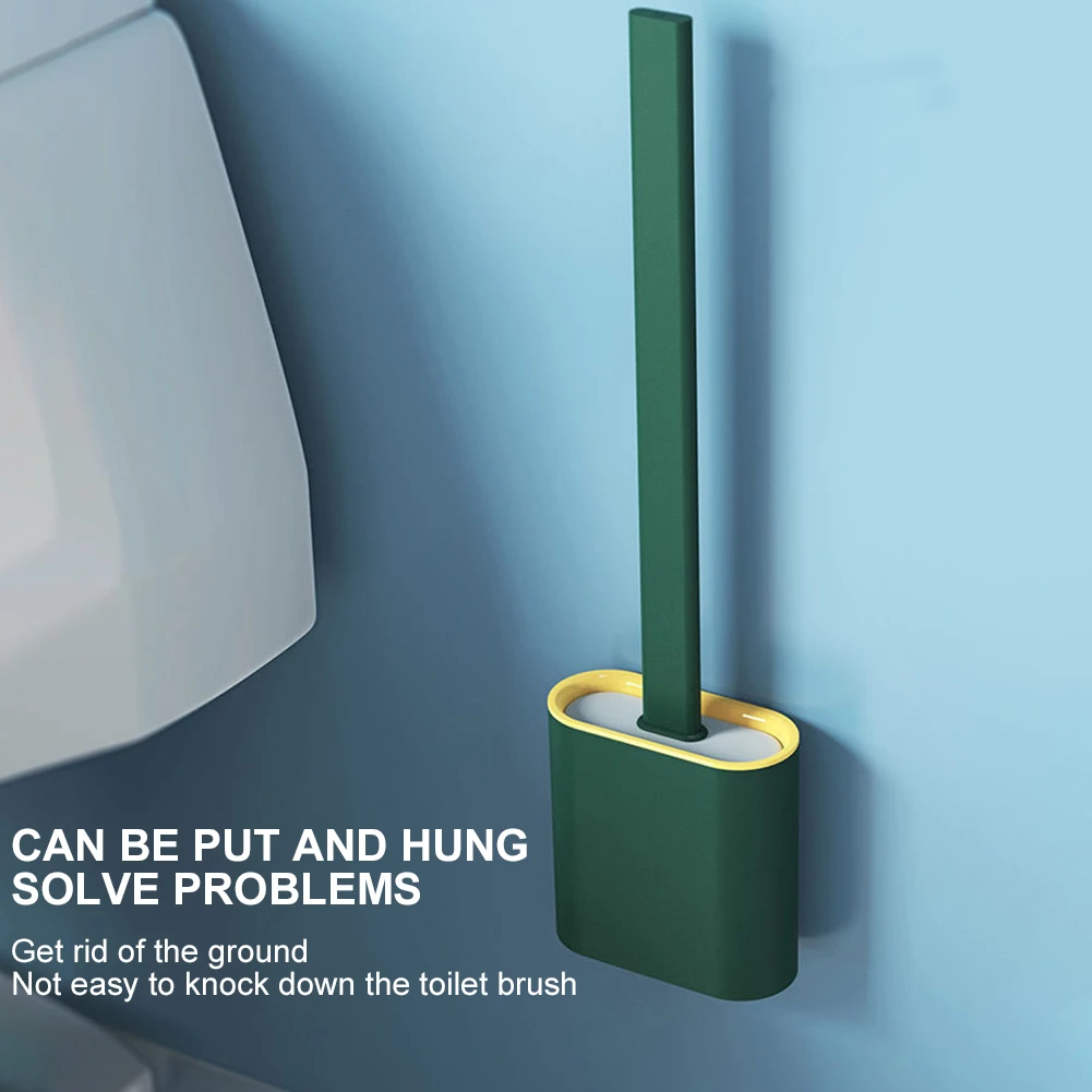 

For Bathroom Household Toilet Brush TPR Long Handle Flexible Bristles Easy Clean Quick Drying Deep Cleaner Non Slip With Holder